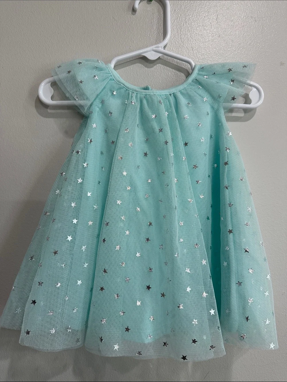 NWOT The Children’s Place Aqua Tulle Star Dress Baby 3-6M